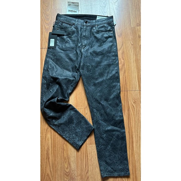 NEW RAG & BONE Sz27 NINA HIGH-RISE COATED SNAKEFOIL ANKLE STRETCH JEANS - Picture 2 of 11